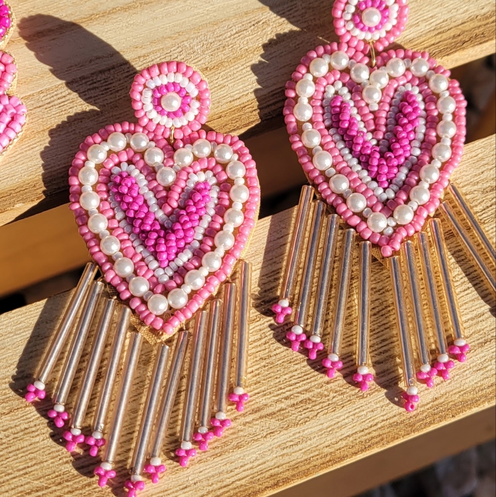 Gracie Heart Beaded Earrings